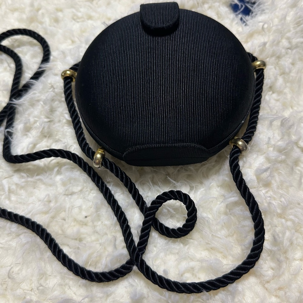Black Round Crossbody Bag - Elegant Evening Shoulder Purse
